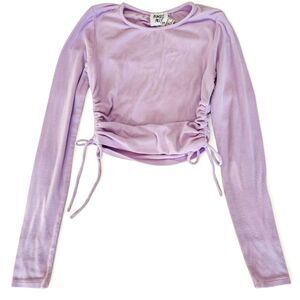 Princess Polly Ribbed Side Tie Crop Top Long Sleeve Purple Size‎ 4